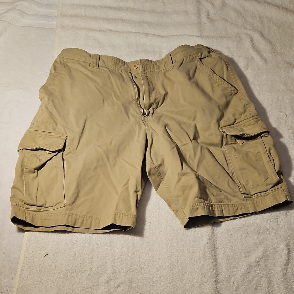 Cascade Men's Beige‎ Cargo Shorts Cotton Button Zip Pockets RA65034 Outdoor